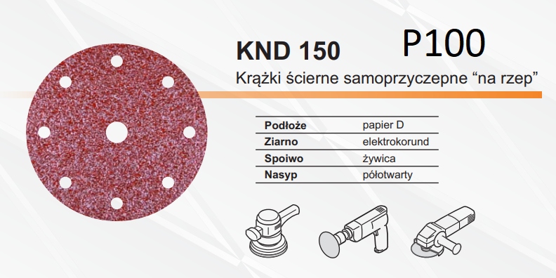 

Krążek Ścierny Na Rzep 150mm 9 otw. (50szt) p100