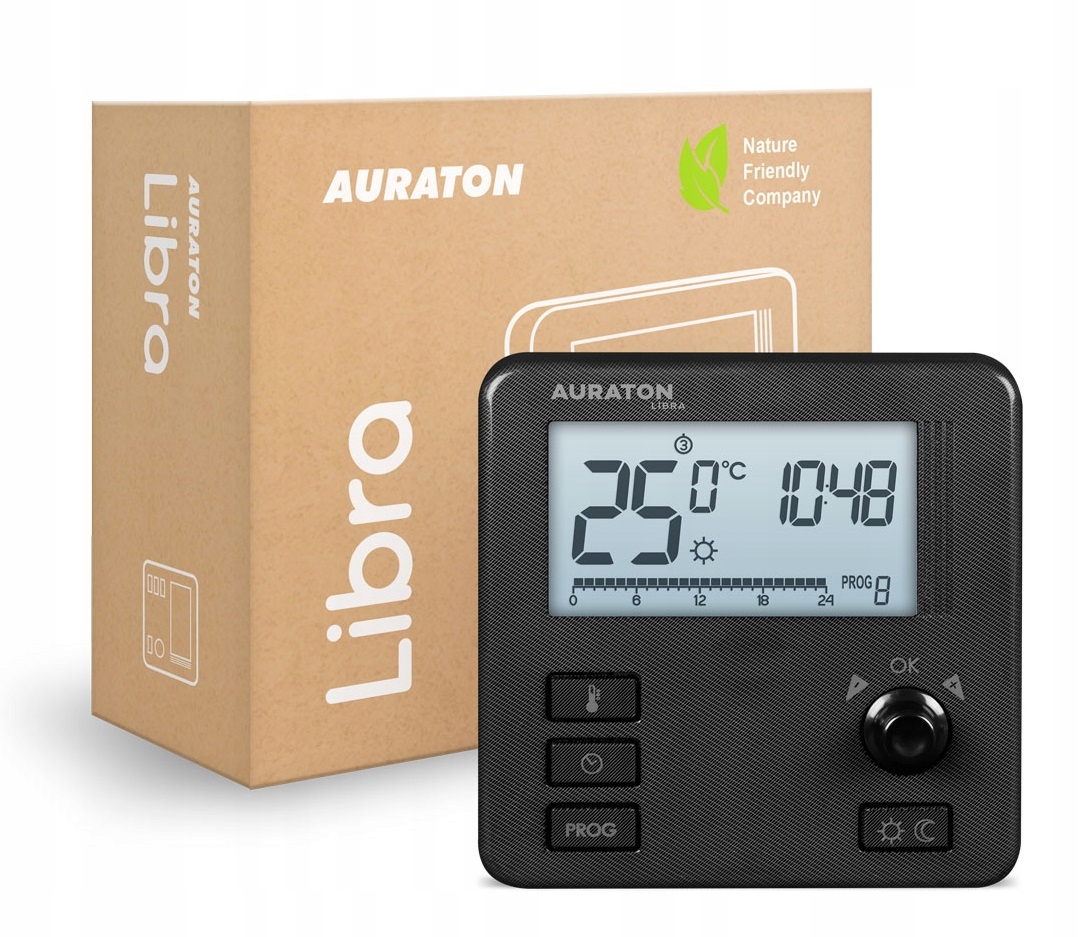 Auraton Libra Černý Týdenní Kabelový Regulátor Teploty Termostat