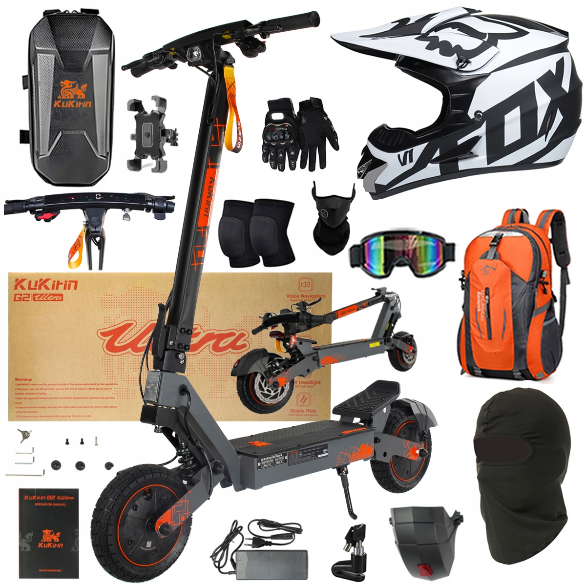 Kukirin G2 Ultra elektrické vozidlo 2000W 55km/h 55KM 48V18Ah 10" dárky