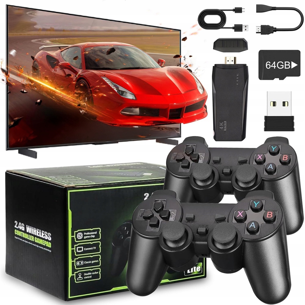 Konsola Do Gier Retro 2 Pady Game Stick 20000GIER Karta Pamięci M8 Hdmi 64G