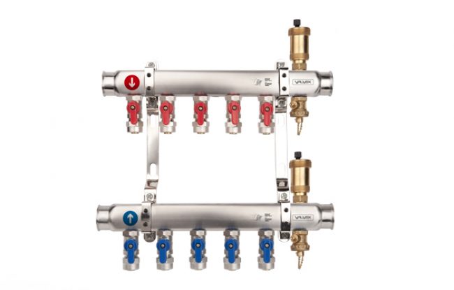 Rozdzielacz grzejnikowy Base Inox z zaworami Pex 3 obwody Valvex