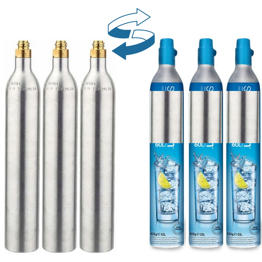 3 X Wymiana Nabicie Pustej Butli Soda Gazem Spożywczym CO2 Butla Niebieska