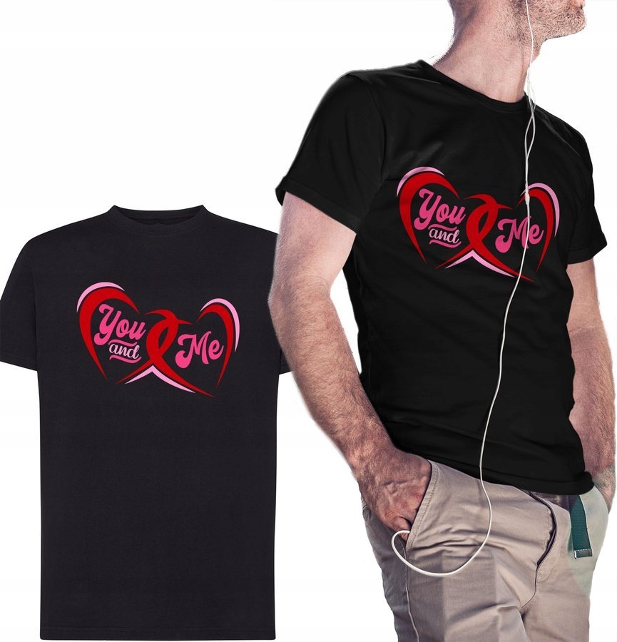

Koszulka męska You And Me, na prezent, czarna 2XL