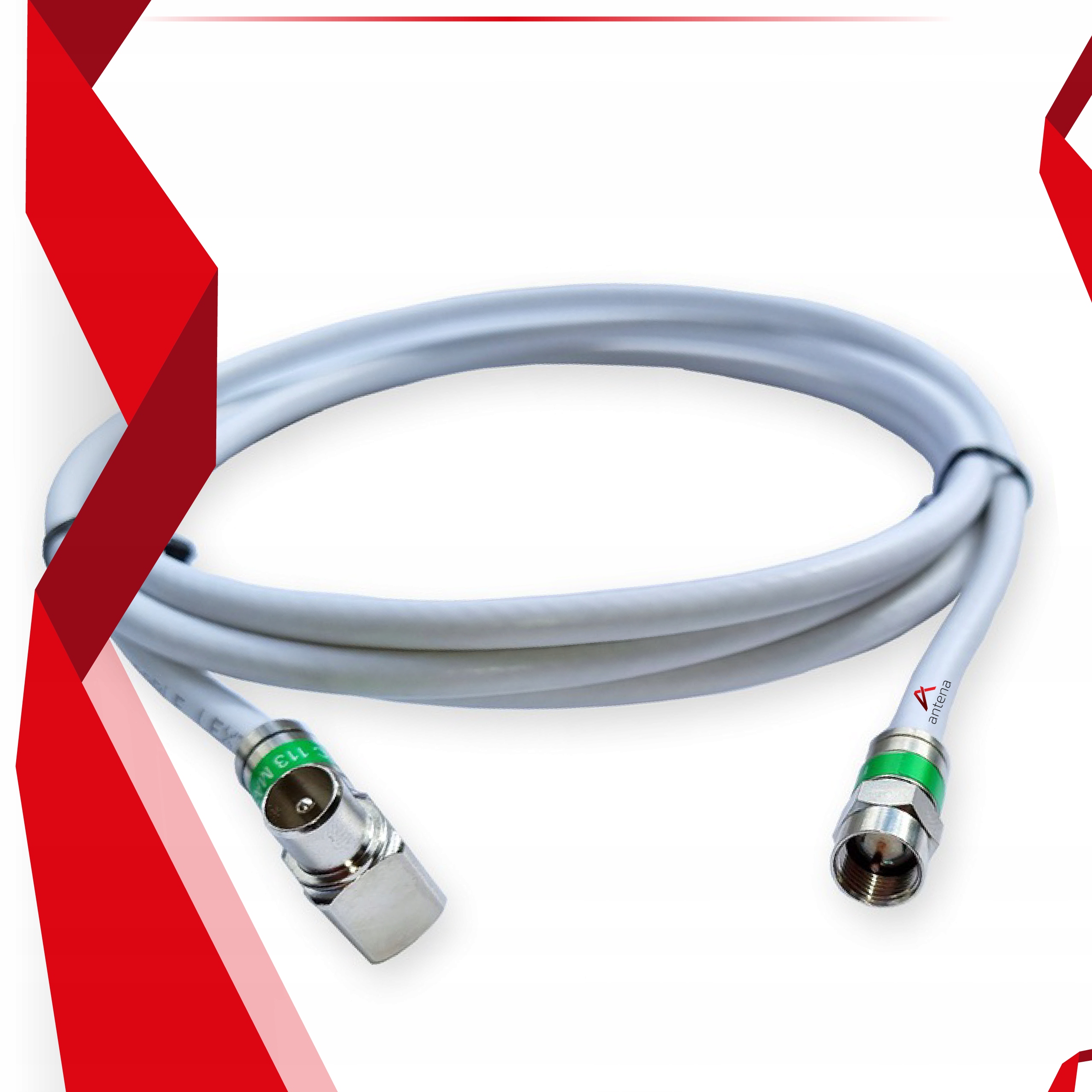 Kabel antenowy Wtyk F - Wtyk Telewizor Kątowy 19m Model Kabel antenowy połączeniowy ze złączami 19m