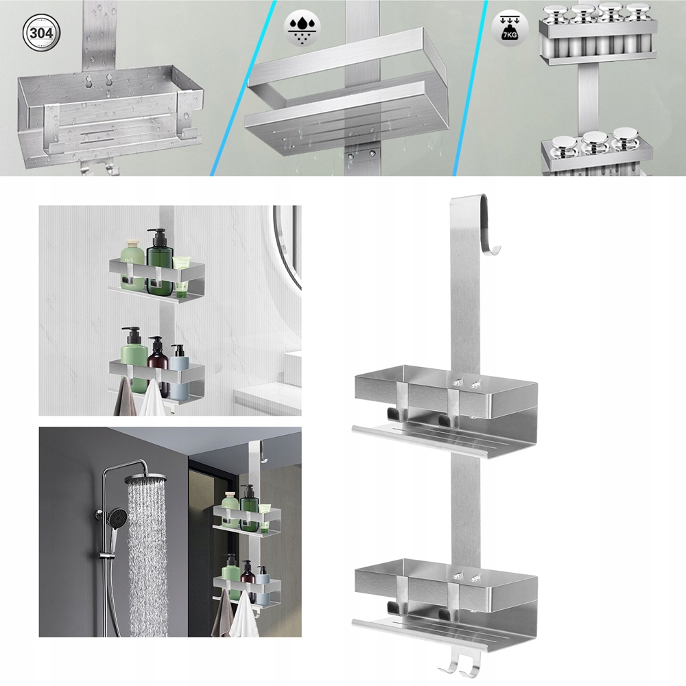 Police pod sprchu pro zavěšení, závěsný organizér, sprchová police
