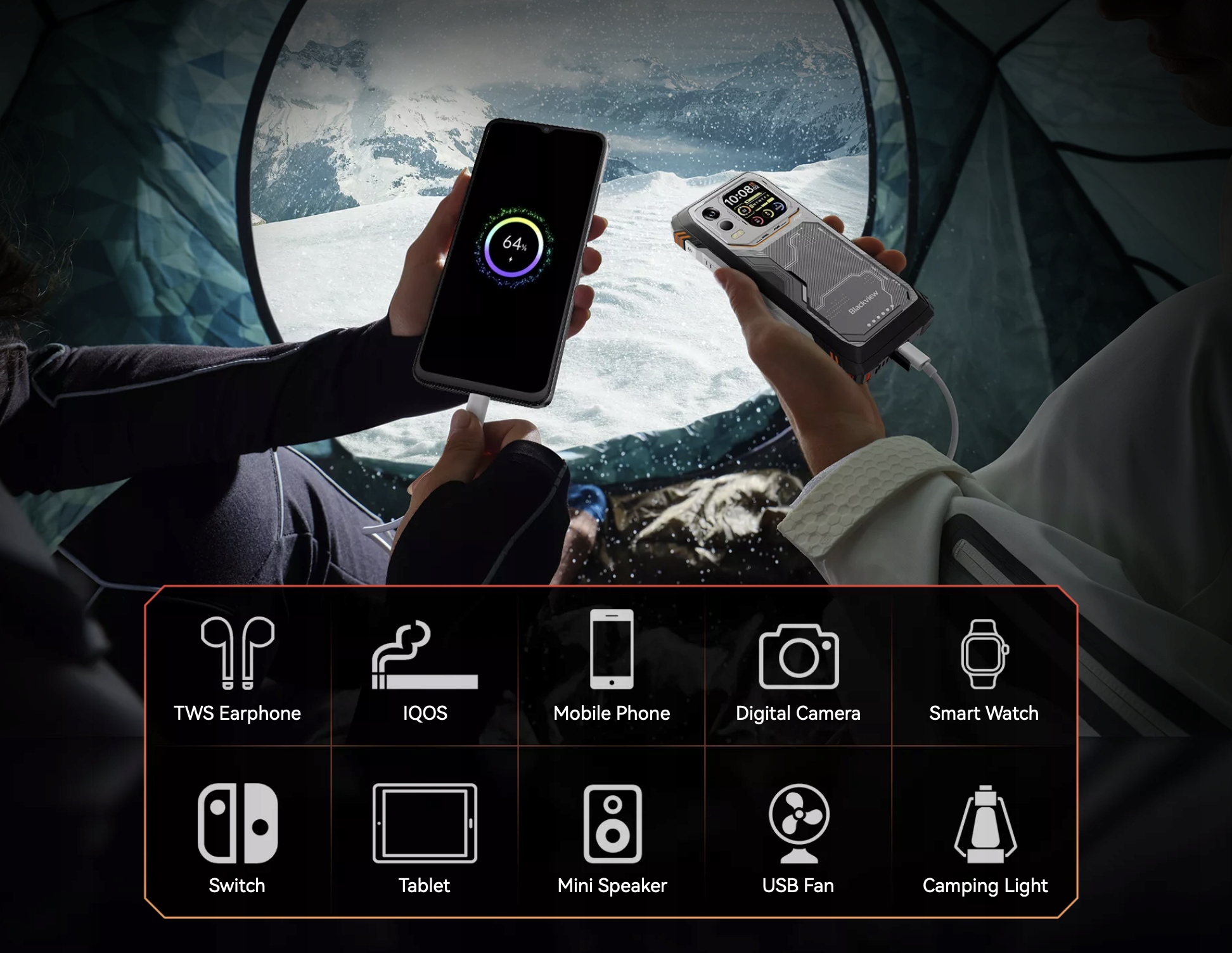 Blackview XPLORE 1 PRO Rugged Phone 5G 6.78 inch FHD 2.4k 2460x1080 120Hz + 2.01 inch 296x240 12/256Gb MT 7050 Octa-Core 2.4GHz 50MP Front 64+20MP Rear Cam Termal Imaging+Night Vision NFC 20000mAh MIL-STD-810H Android 15 Black — 14