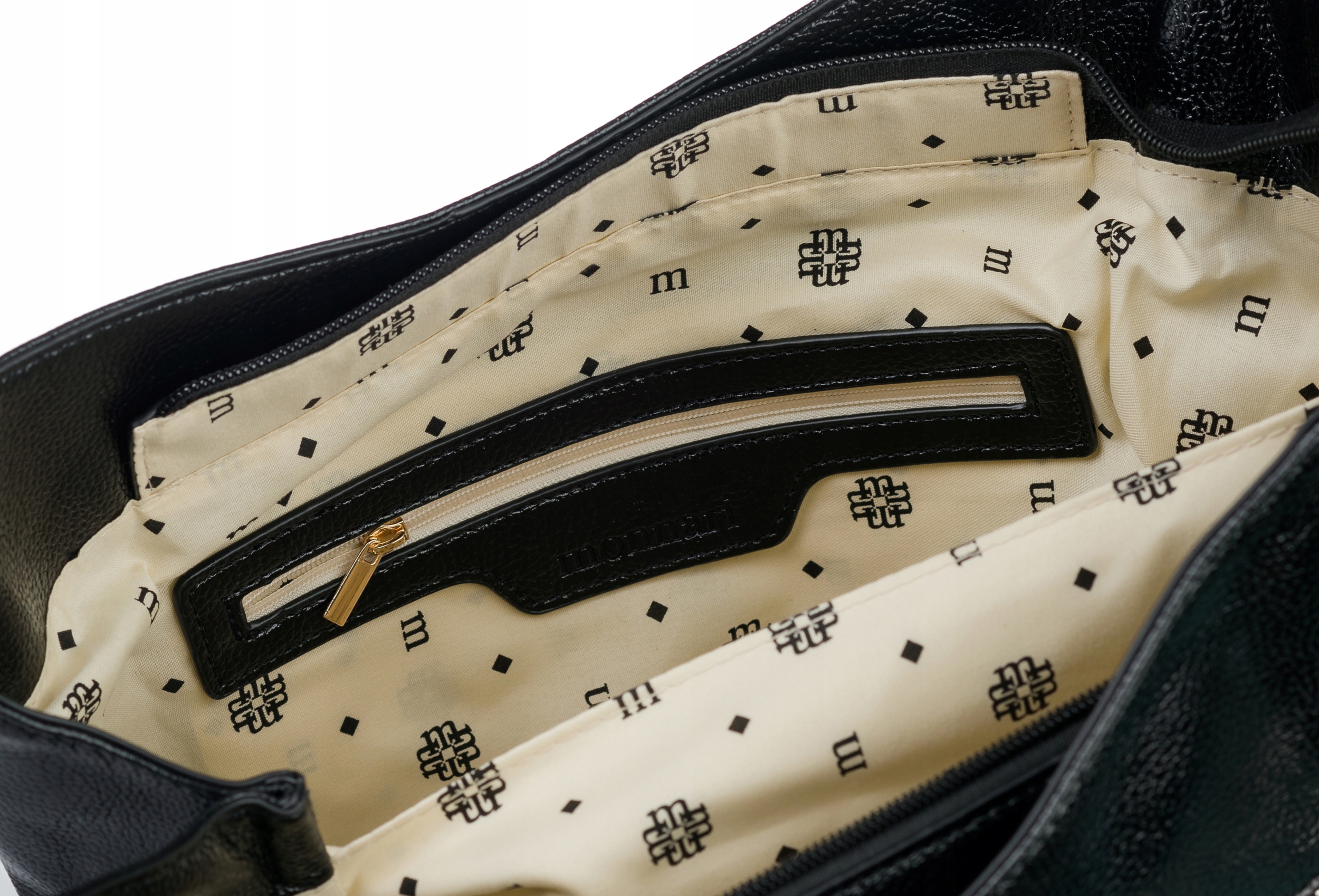 Torebka MONNARI SHOPPER Listonoszka Worek NA RAMIĘ Czarna PASEK Premium Kolor czarny