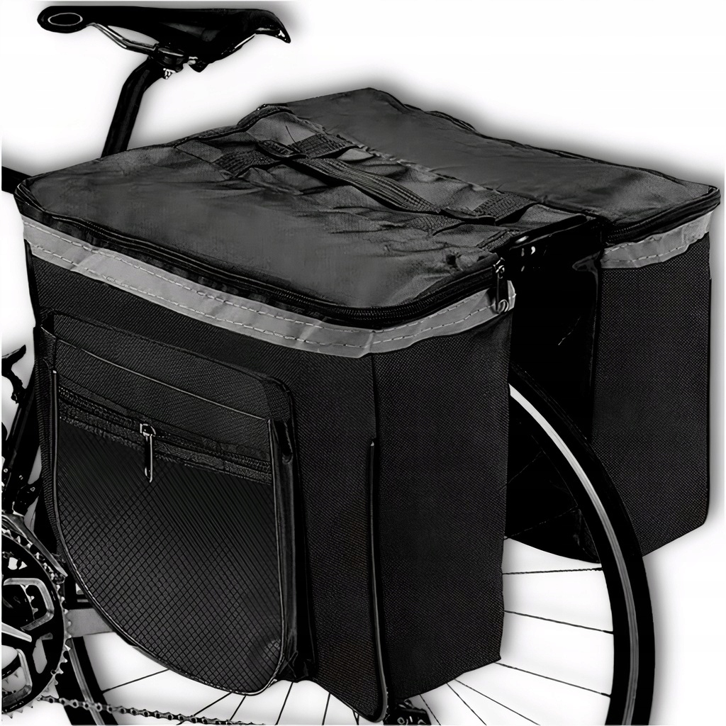 TORBA SAKWA ROWEROWA NA BAGAŻNIK rowerowy PODWÓJNA DUŻA POJEMNA + ODBLASKI Stan opakowania oryginalne
