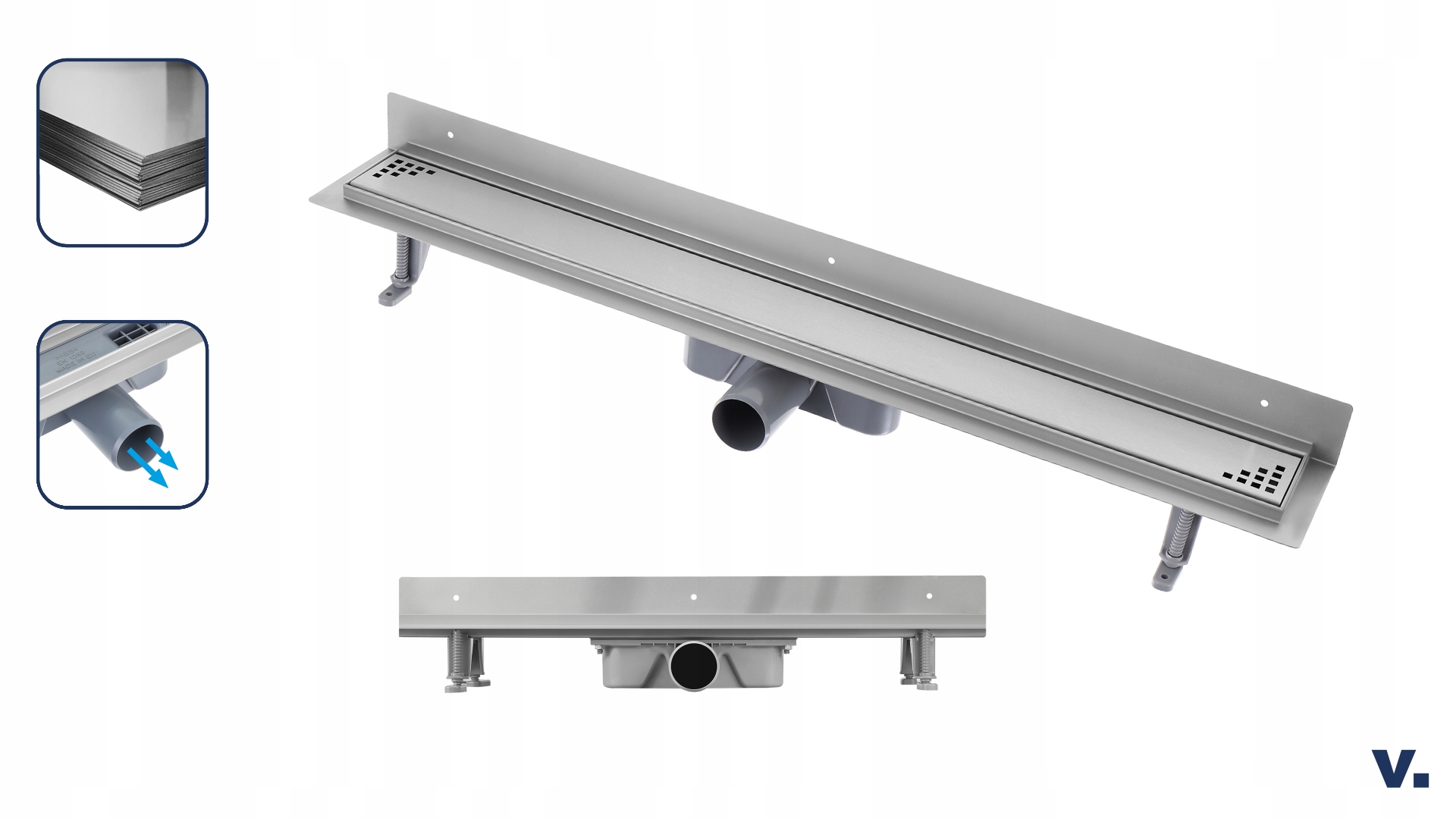 Odpływ liniowy przyścienny VOGI QUADRO - 100 cm Marka Vogi