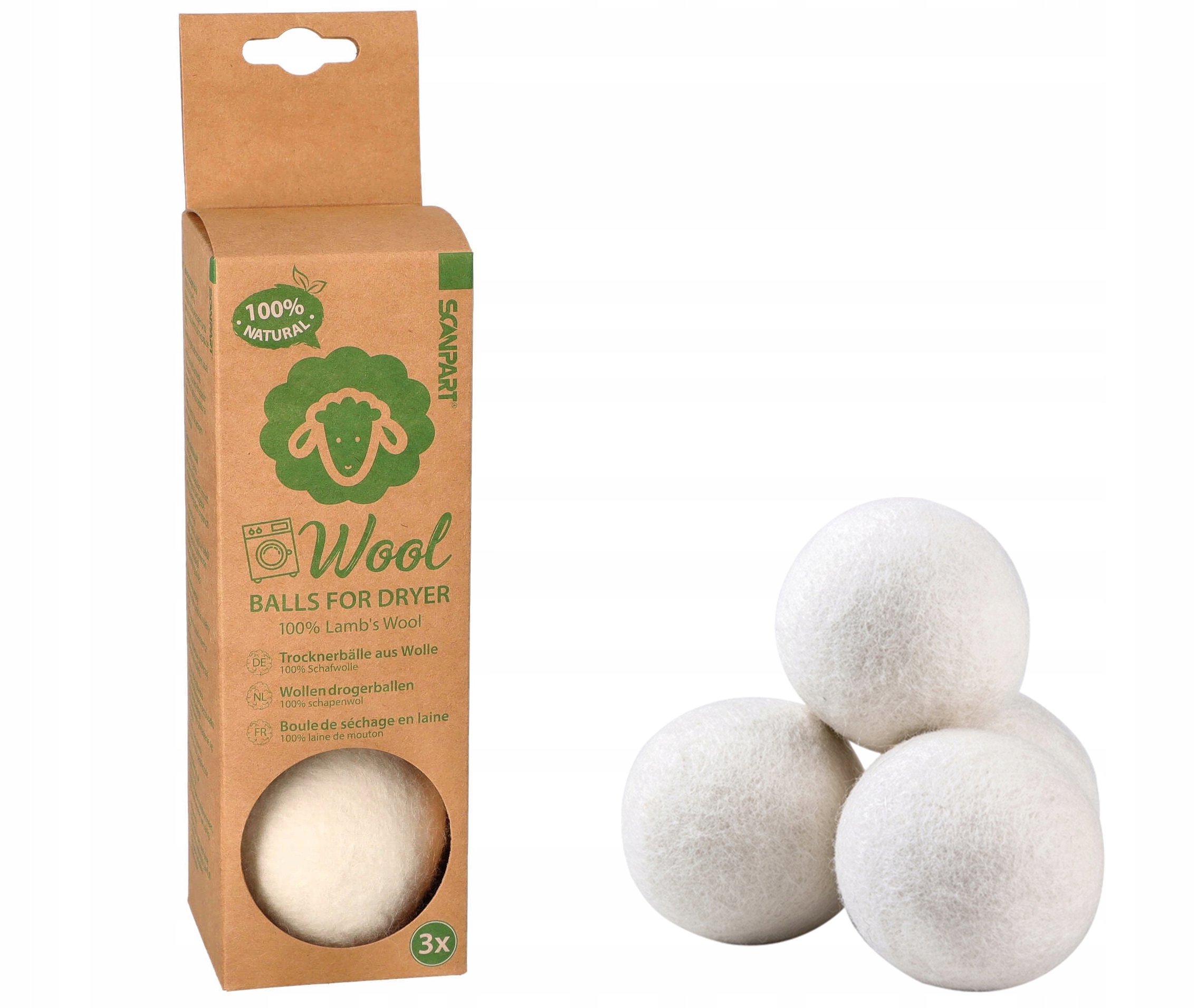 

Wełniane kule do suszarki Eco 3szt 100% naturalne
