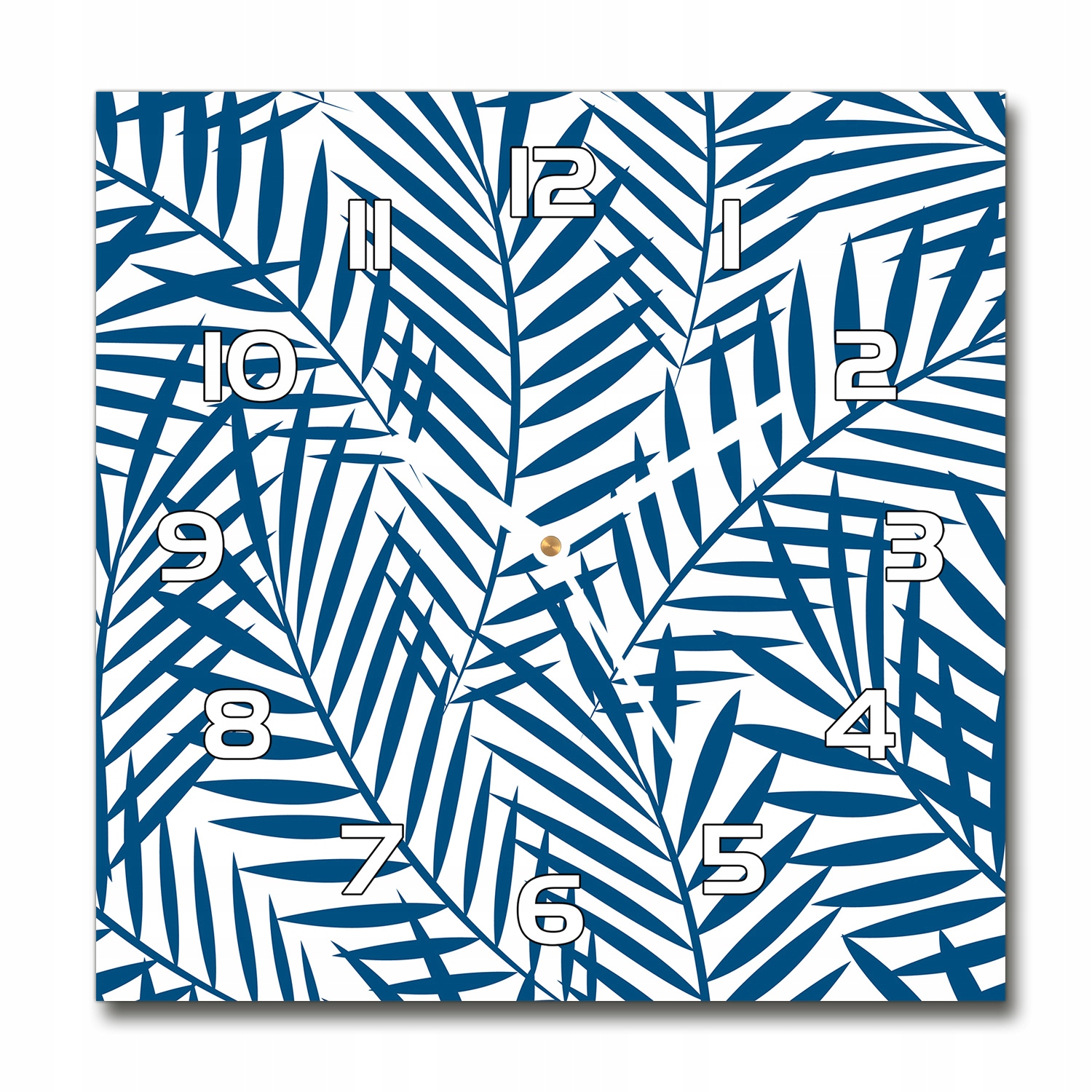 

Kwadratowy cichy szklany zegar Liście palmy 30x30