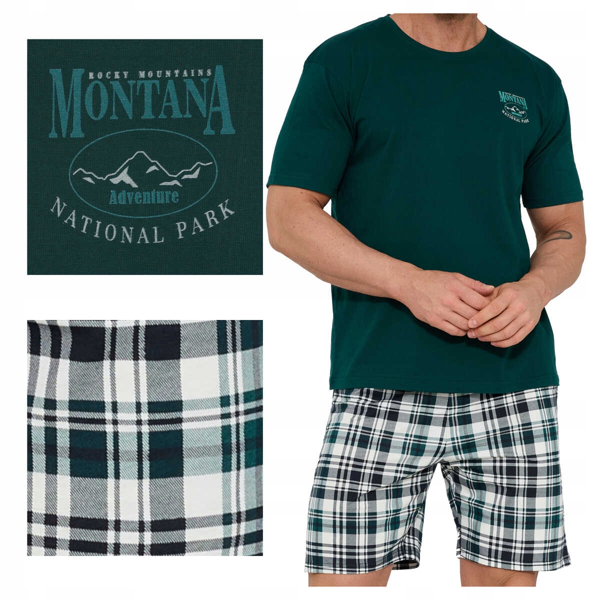 Cornette Pánské pyžamo bavlna s krátkým rukávem Montana 326/212 zelené 2XL