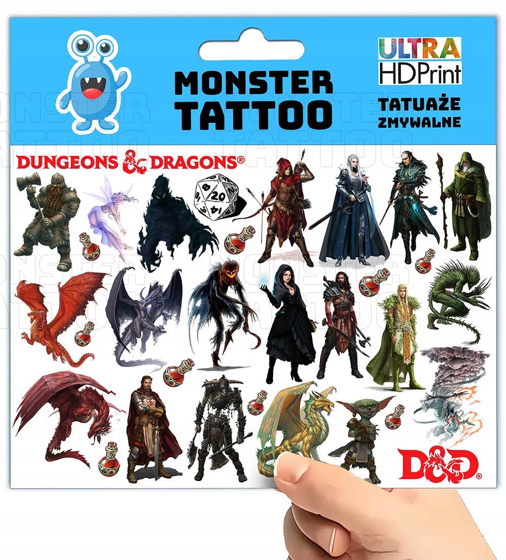 TATUAŻE ZMYWALNE TYMCZASOWE DLA DZIECI DUNGEONS & DRAGONS WZORY ORYGINALNE Marka Inna