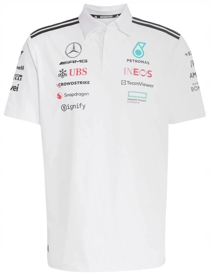 Polokošile Mercedes Amg Petronas F1 adidas 2025 bílá vel. M