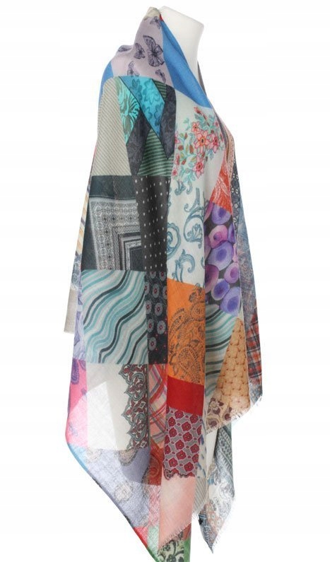 Laura Verdiani Szal PATCHWORKOWY wiosenny z wełny Płeć kobieta
