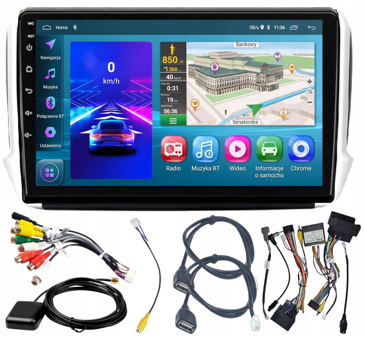 Autorádio S Navigací Android Peugeot 208 2008 Usb Carplay Bt 64GB