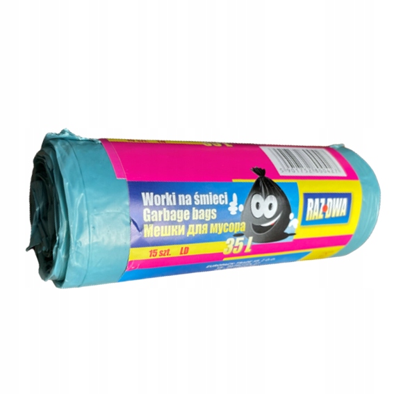 

Worki na śmieci 35l 15 szt Ldpe mocne niebieskie