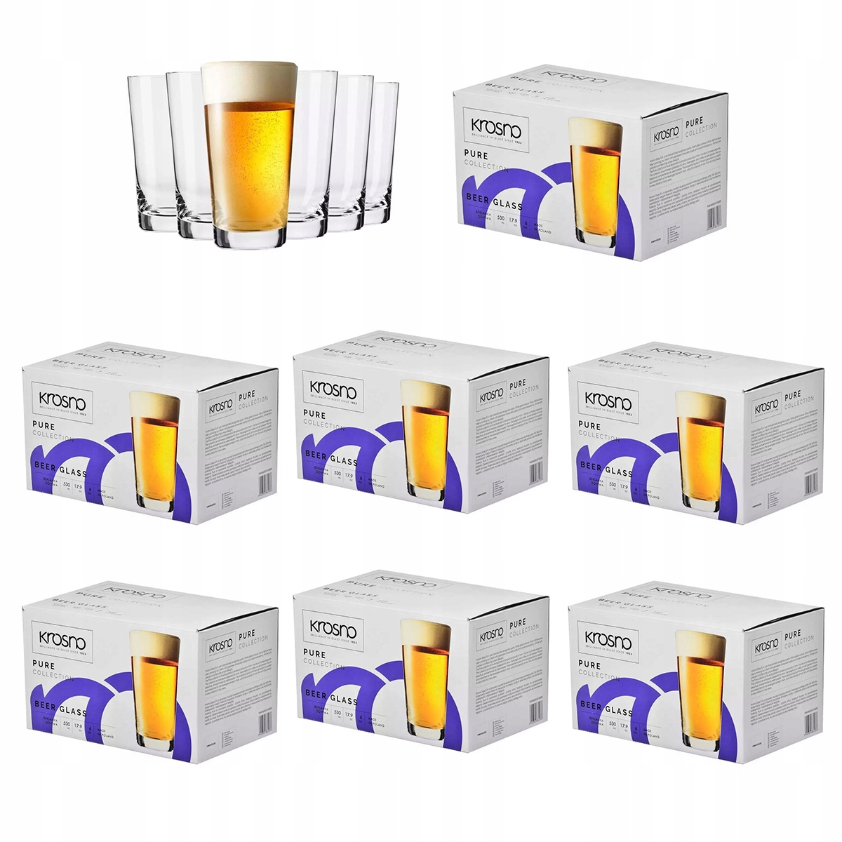 Poháre na pivo Krosno Pure 48ks 530 ml