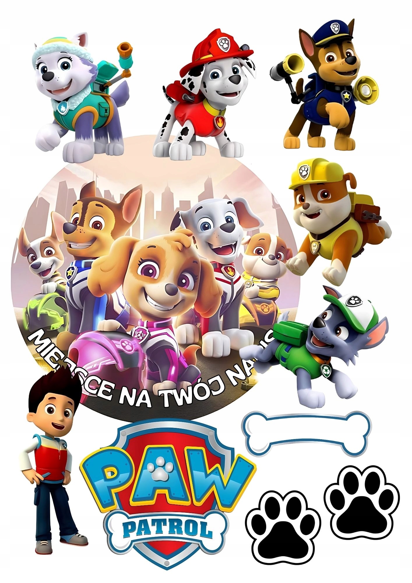 Zestaw Opłatek Na Tort Psi Patrol 15 Elementów Własny Tekst