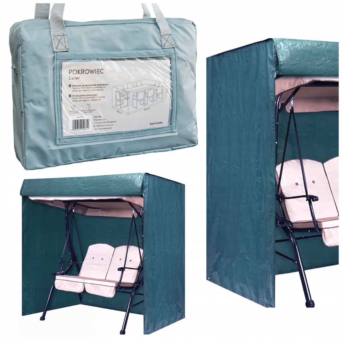 Ochronny Pokrowiec Na Huśtawkę Ogrodową 232X138X175 CM Wodoodporny Plandeka