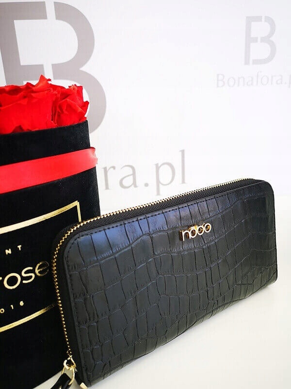 Nobo kožená peněženka černá croco