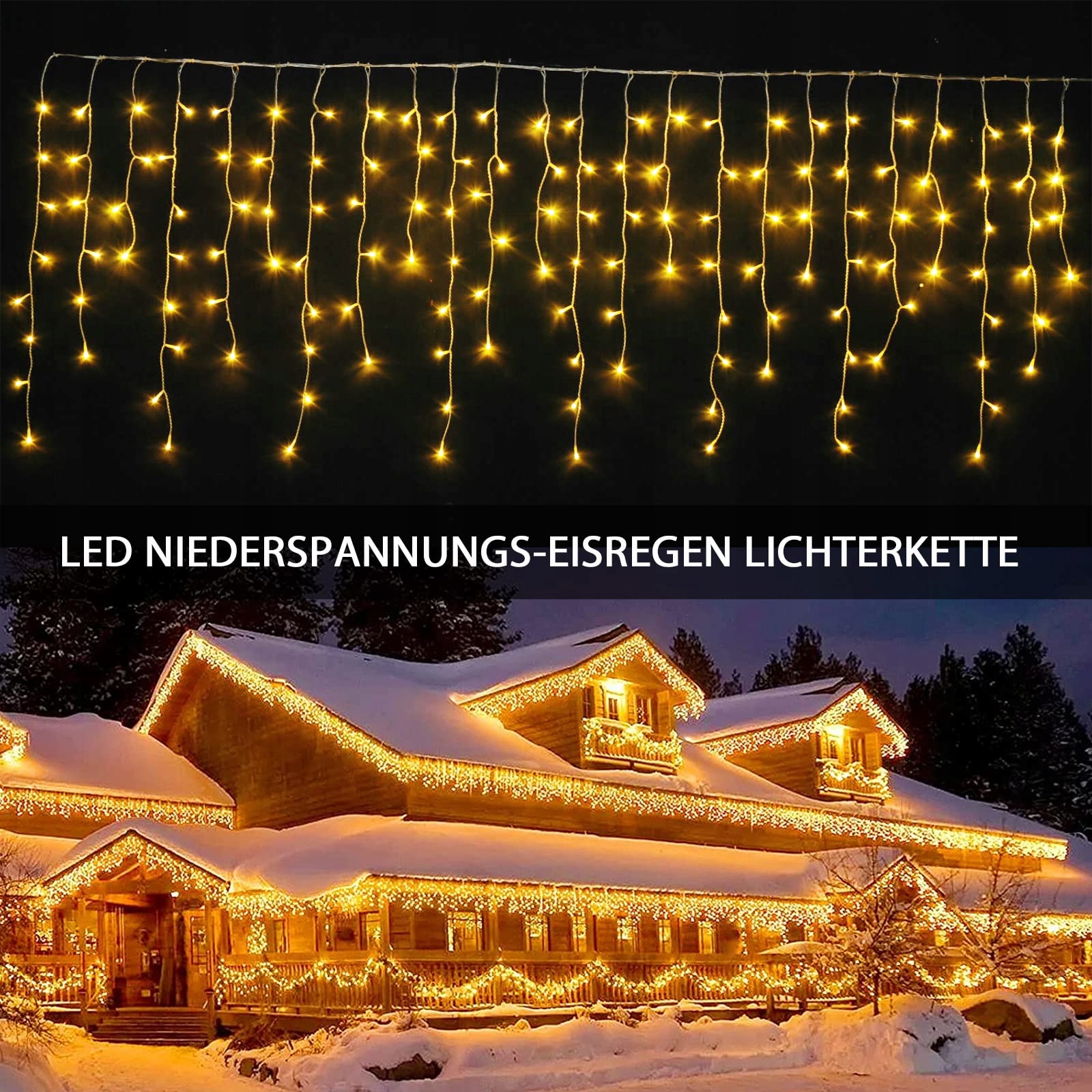 LICHTERKETTE Kurtyna LED 15m 600 LED IP44 Timer 8 Trybów — miniatura 2