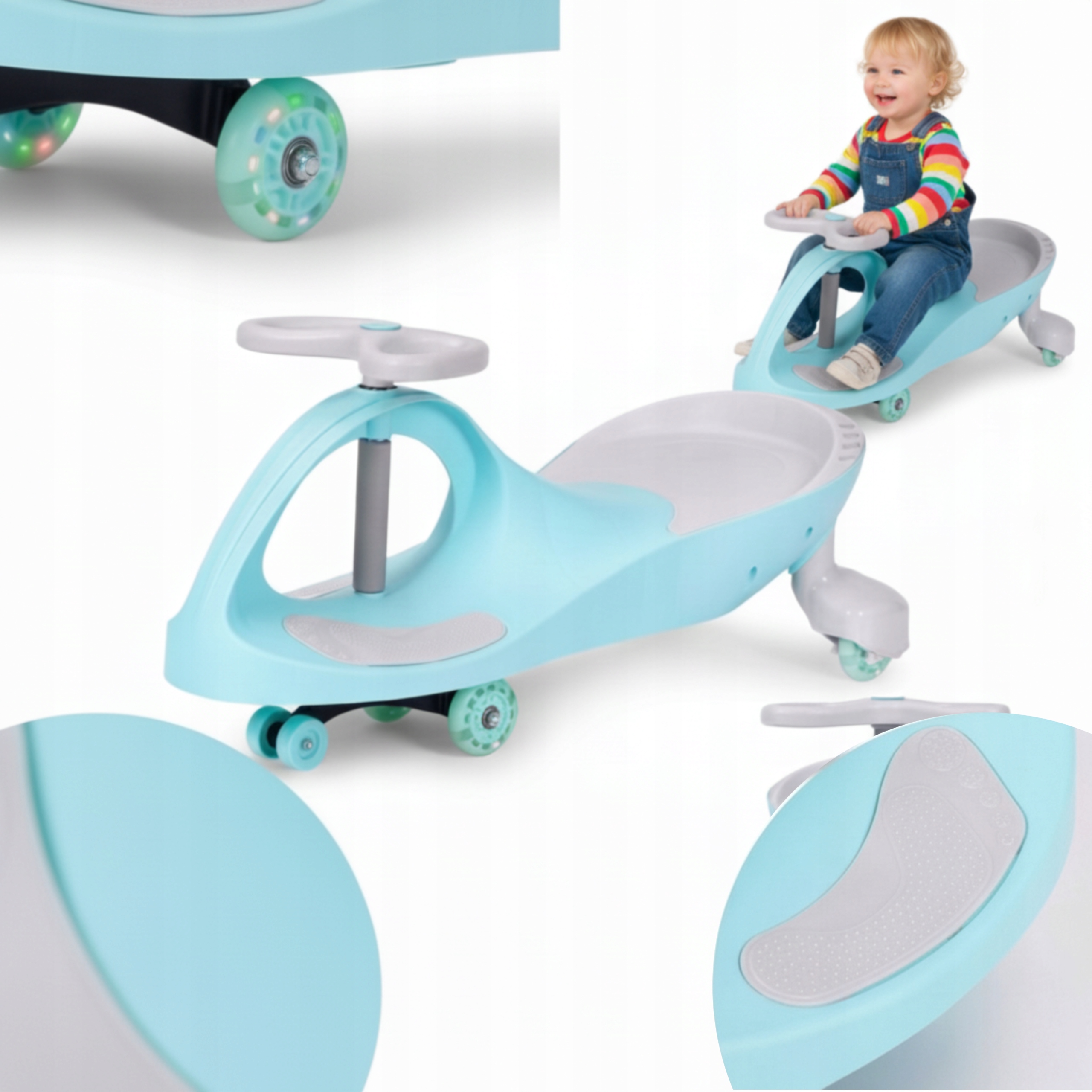 Jeździk Grawitacyjny Pojazd Dla Dzieci Koła Led Niebieski Auto