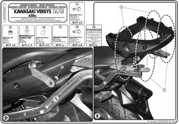 Kappa Stojan Centrálneho Kufra Kawasaki Versys 650 (06-09) (bez Dosky) ()