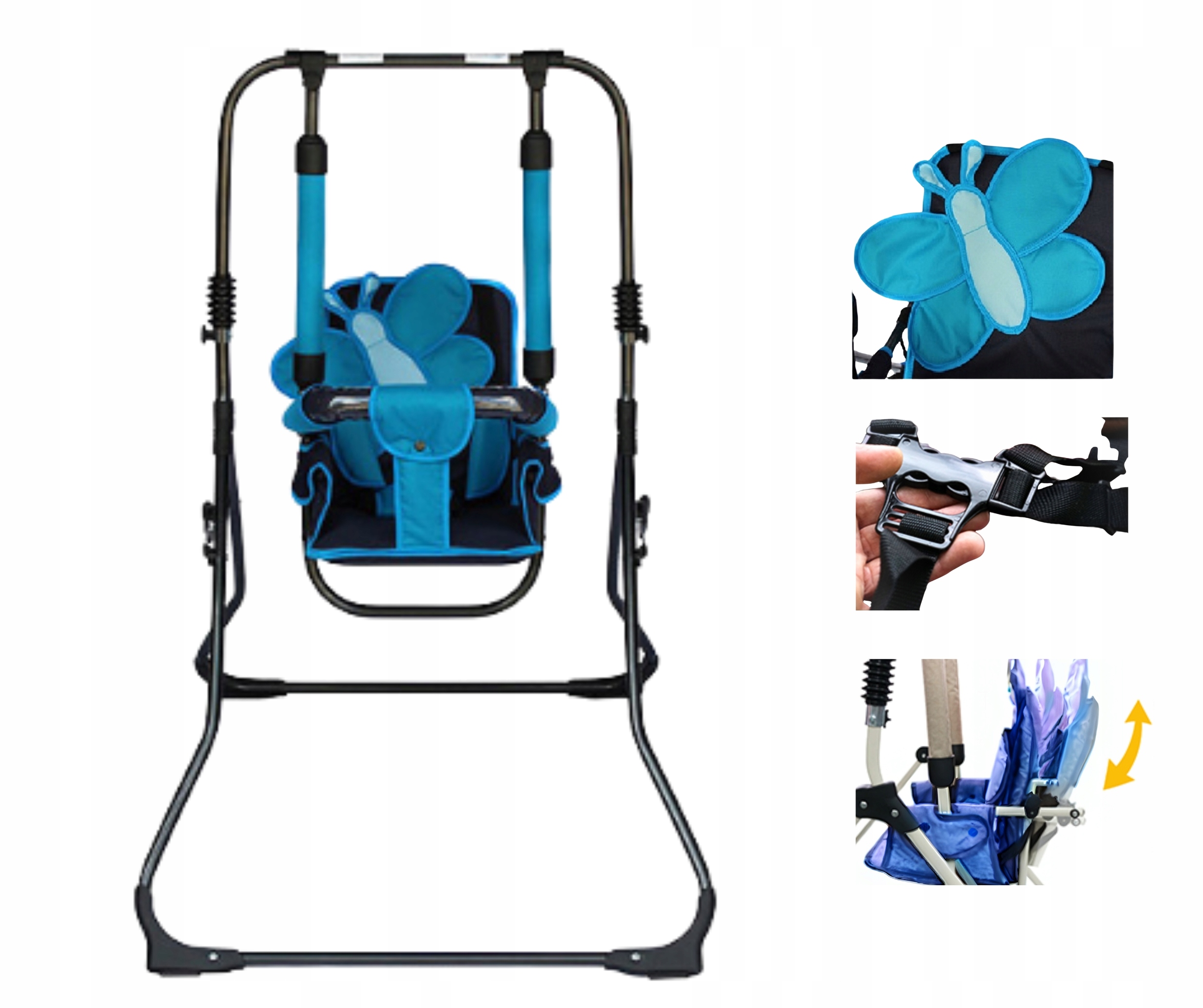 Vaikiškos sūpynės, laisvai pastatomos, sulankstomos, mėlynos, 115 cm, 2 viename, PL