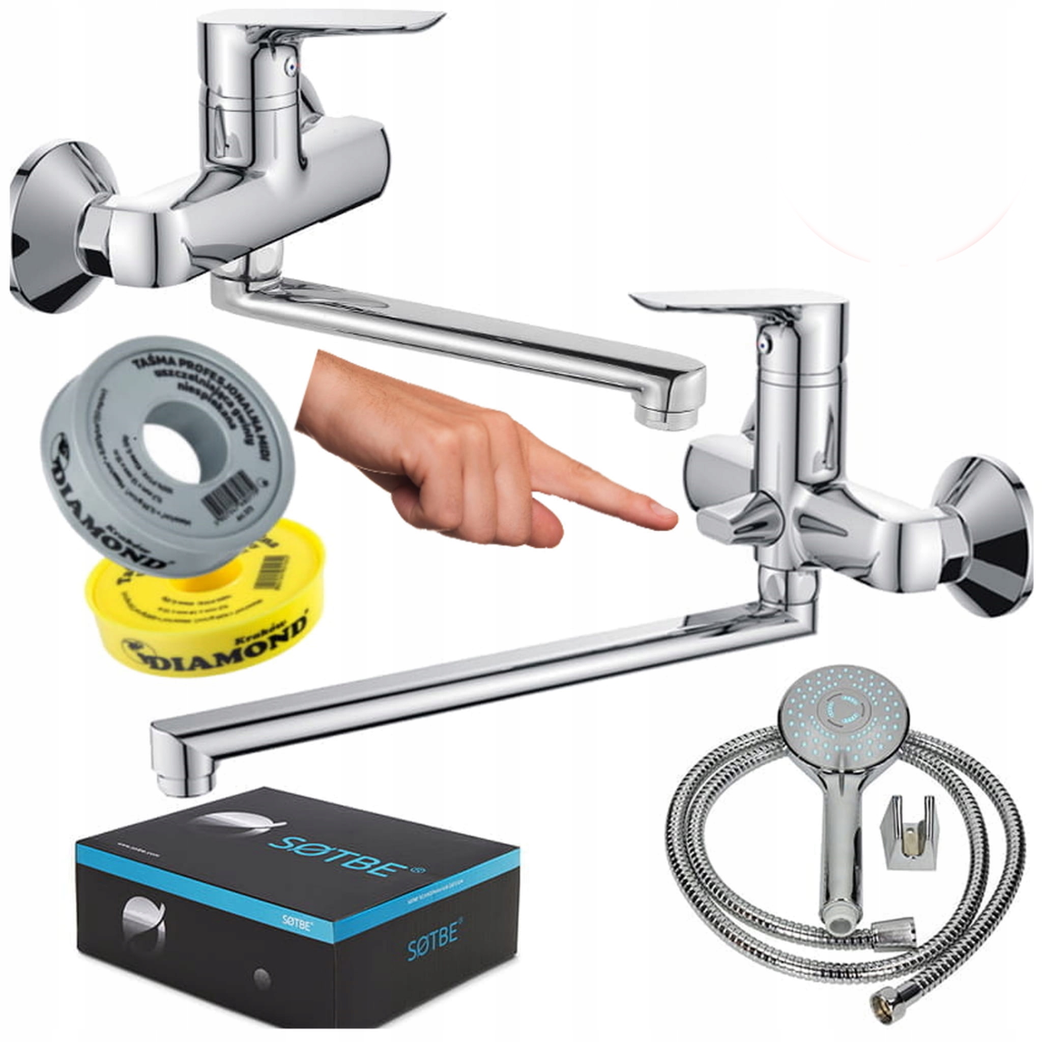 Vaňová batéria s umývadlovou stenou, komplet kúpeľňových kohútikov so sprchou