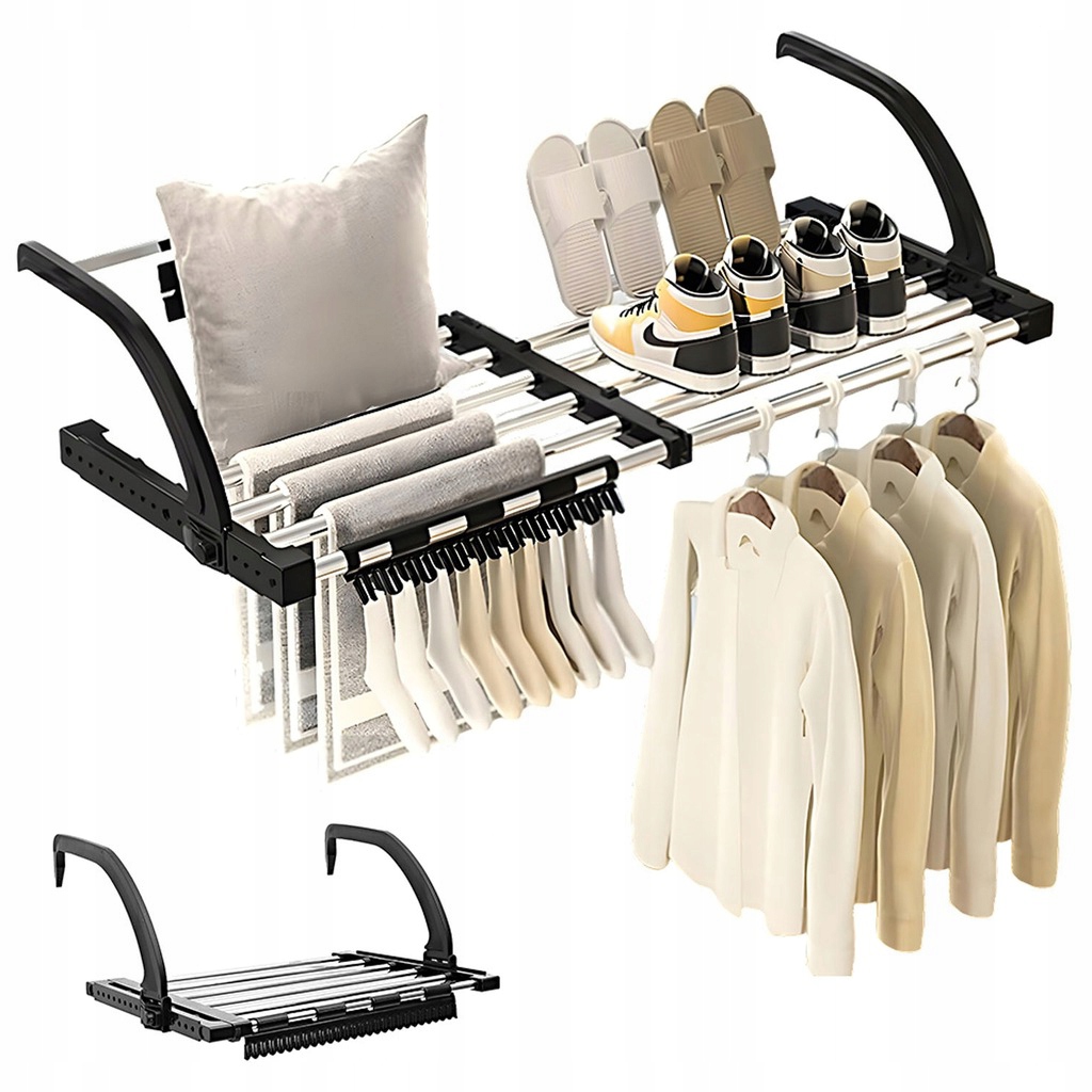 Levně Sušák Sušička Na Prádlo, Černá, 64-110 CM