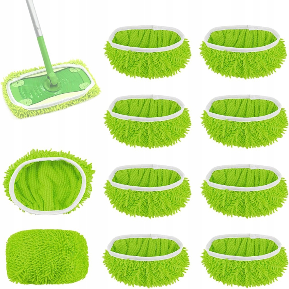 Levně 10 X Mop Podlahová utěrka Mikrovlákno Suché Vlhké Žluto-zelené