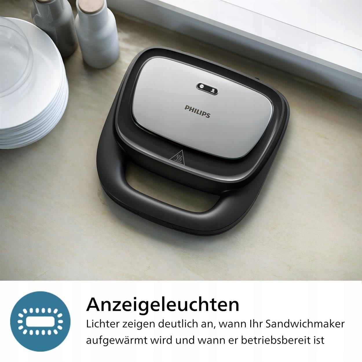 PHILIPS Opiekacz 5000 Seria 750W Panini Gofry Kanapki Czarny Srebrny — miniatura 6