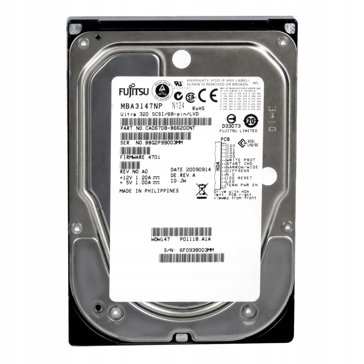 Fujitsu 147GB 15K 16MB Scsi U320 3,5'' MBA3147NP