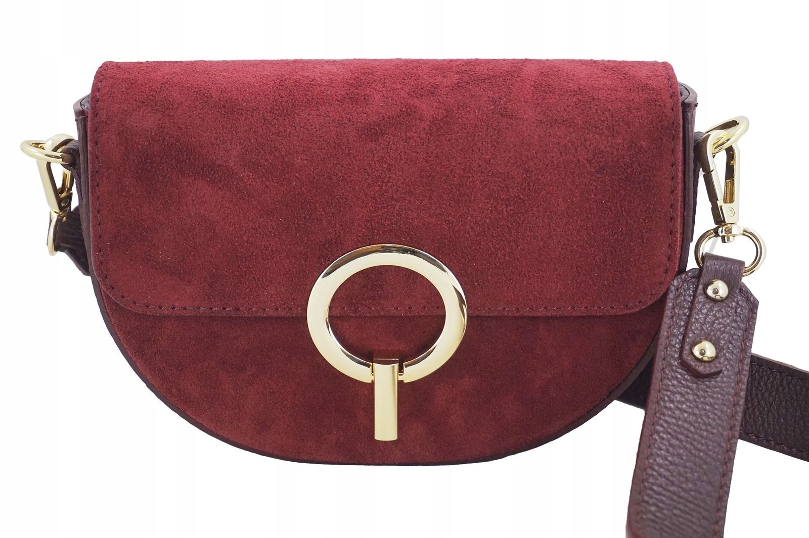 Módní dámská kožená vizitková kabelka Přes Rameno Bordó