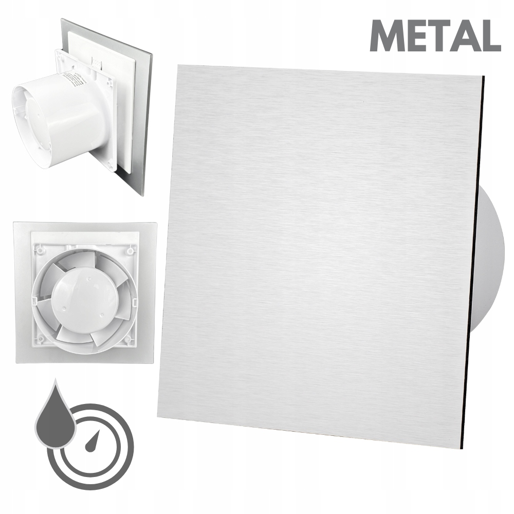 Koupelnový ventilátor Drim 125 (hs+ts) Metal, kartáčované stříbro