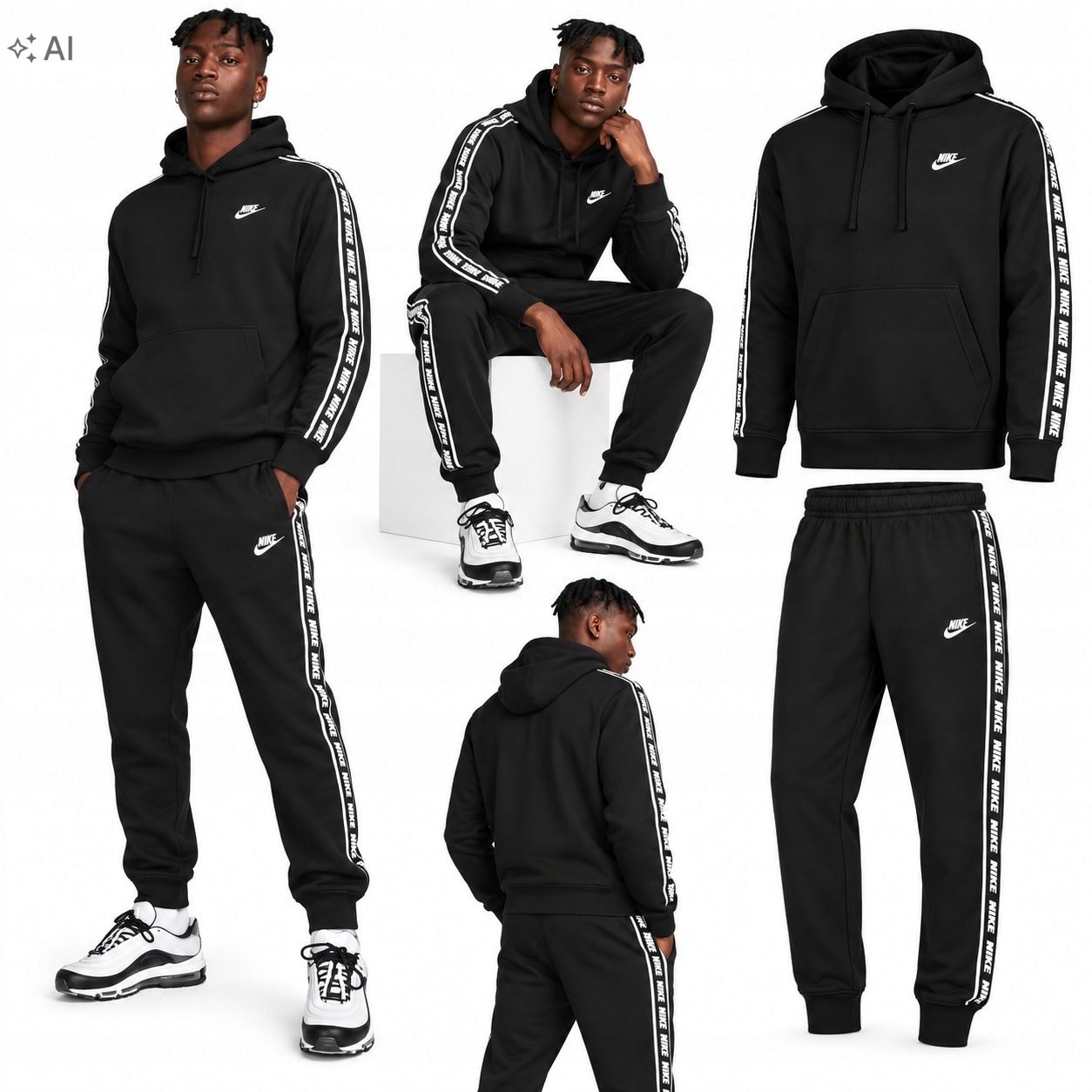 Nike tepláková souprava tepláková souprava Černá mikina kalhoty FB7296-010 vel. XL