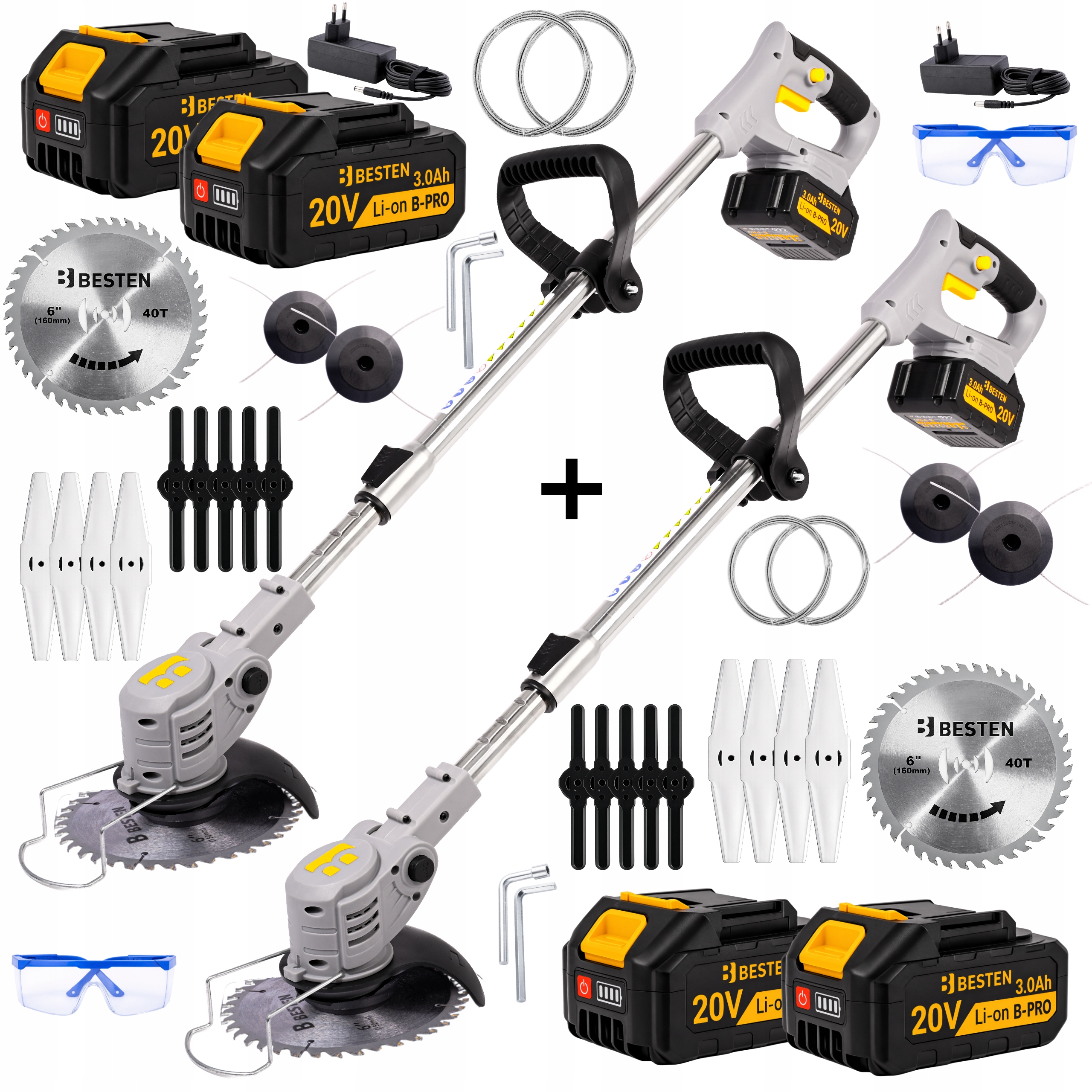 Sada 2x Aku Vyžínač Elektrická Křovinořez Sekačka Na Trávu 2Xaku