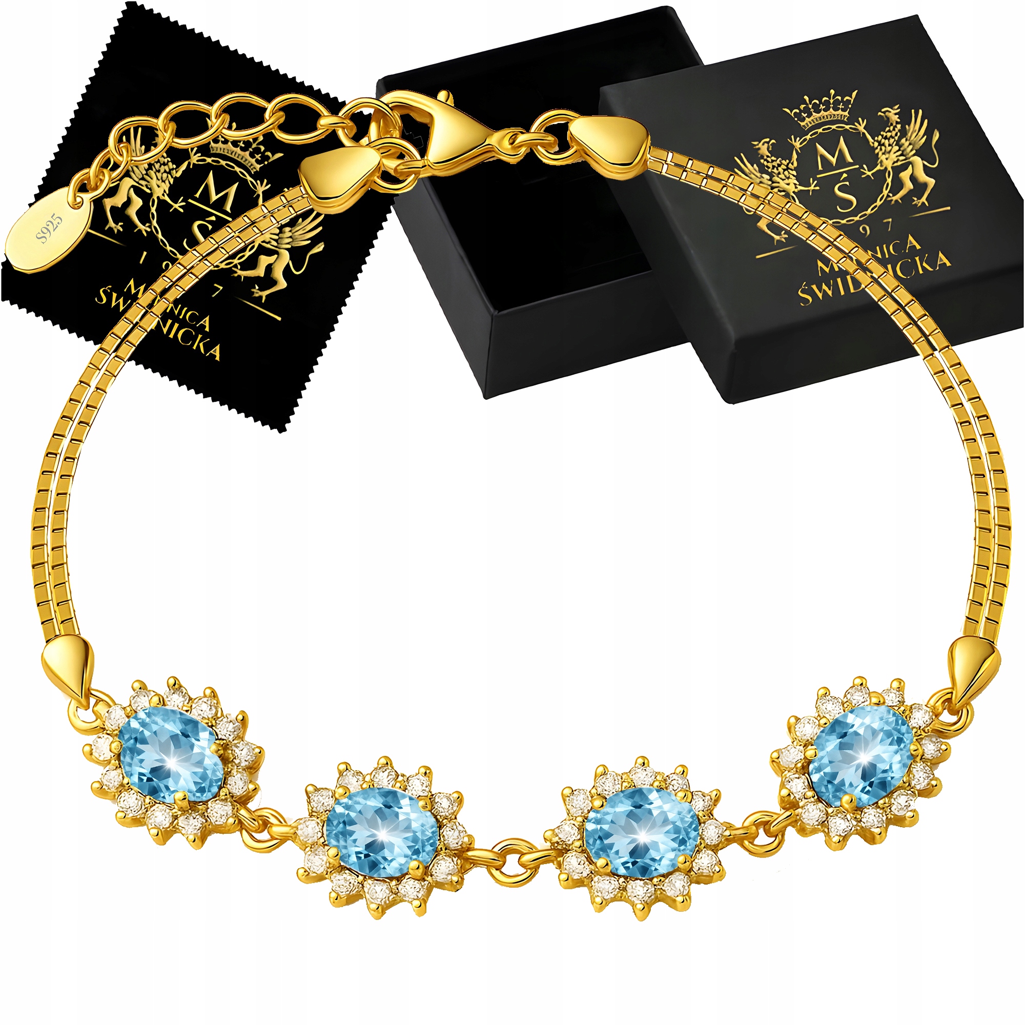 Dámský pozlacený náramek Celebrity s kubickým zirkonem jako Dárek Stříbro 925