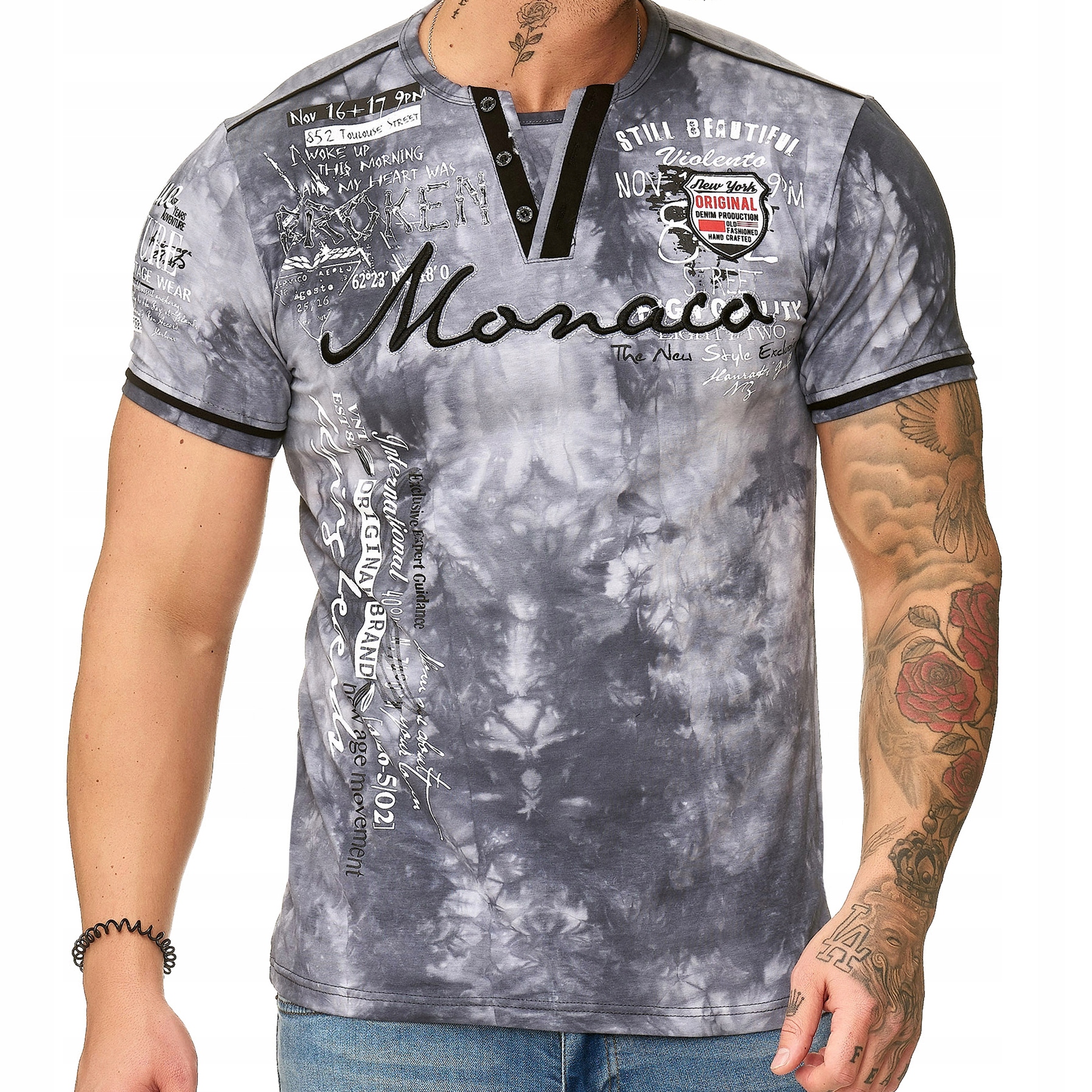 

T shirt Męski Monaco Wyszywany Hafty Nadruk