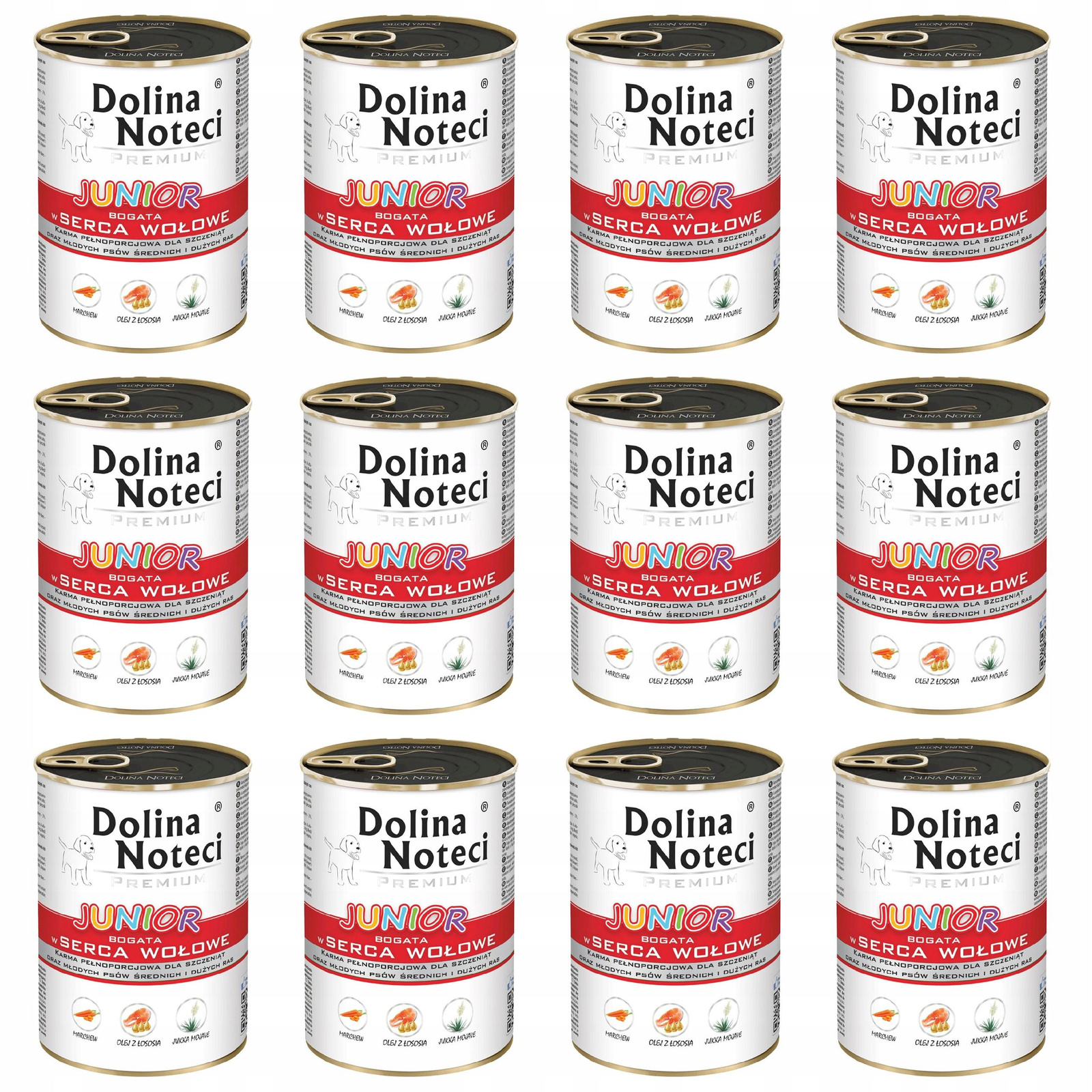 Levně Dolina Noteci Junior Krmivo mokré pro štěňata Hovězí srdce 12 x 400 g