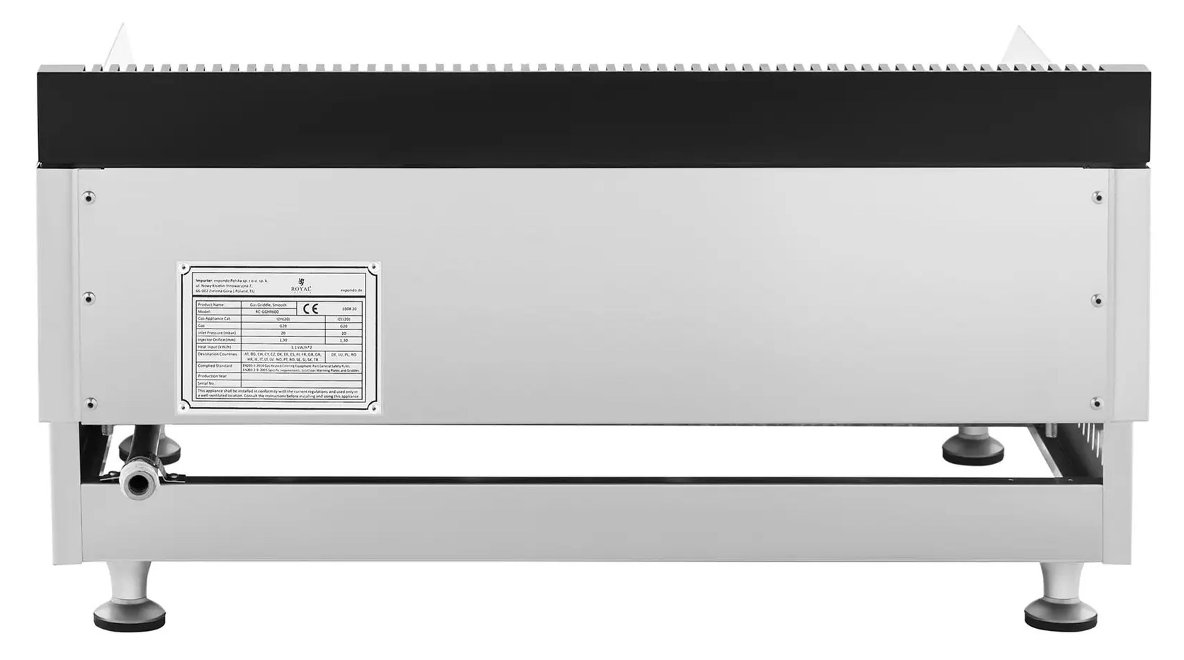 Podwójny grill gazowy 60x40 gładko ryfl Royal Catering RC-GGHR600 10011918