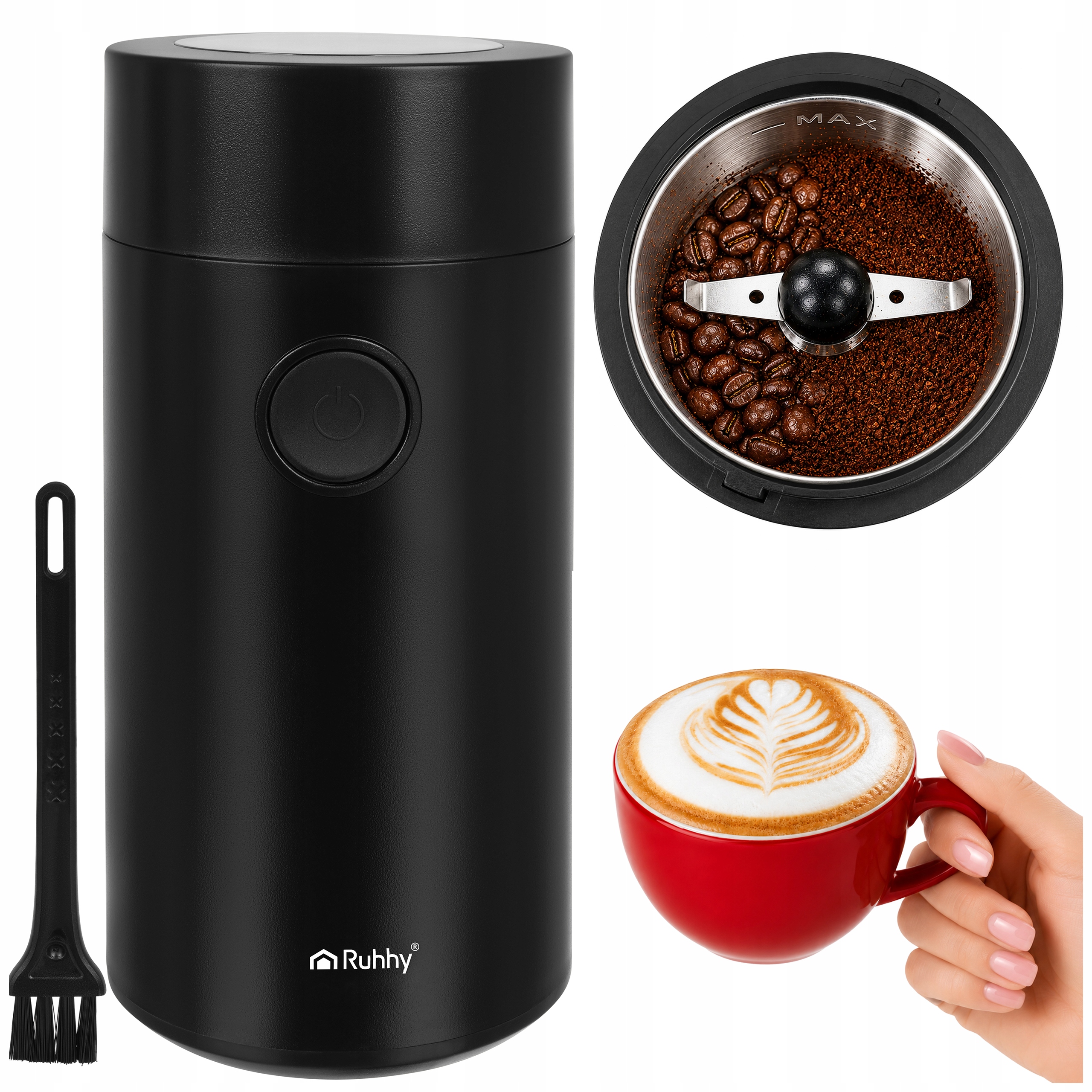 Młynek do Kawy Elektryczny Mielenia Orzechów Przypraw 150 W Mocny Bpa Free