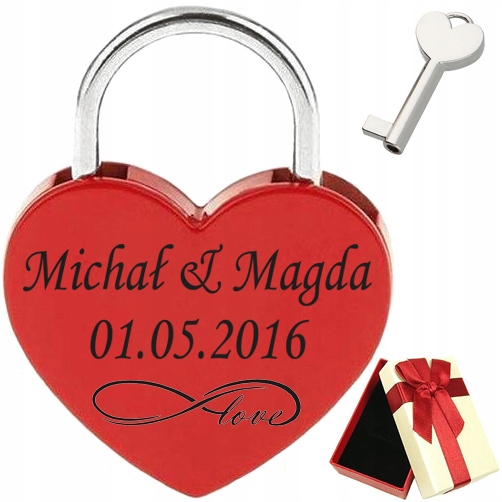 

Kłódka miłości na most Grawer Nadruk Serce dla par