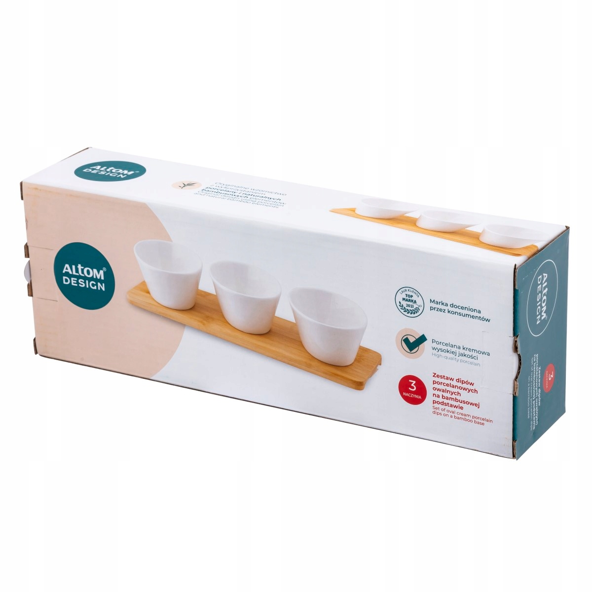 Miseczki do dipów salaterki na bambusowej tacy Altom Design Regular 150 ml Linia Regular