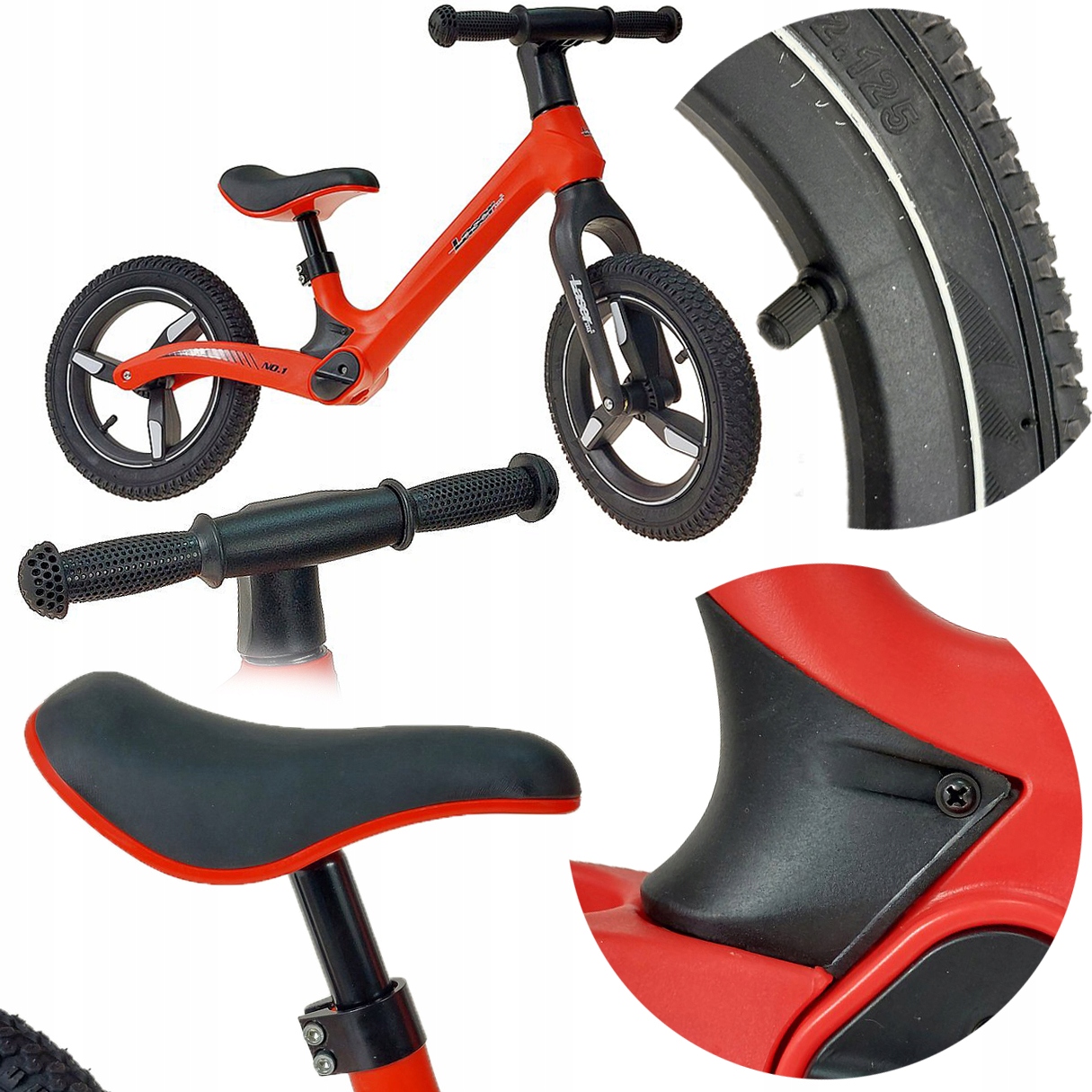 Rower biegowy 12" czerwony 663