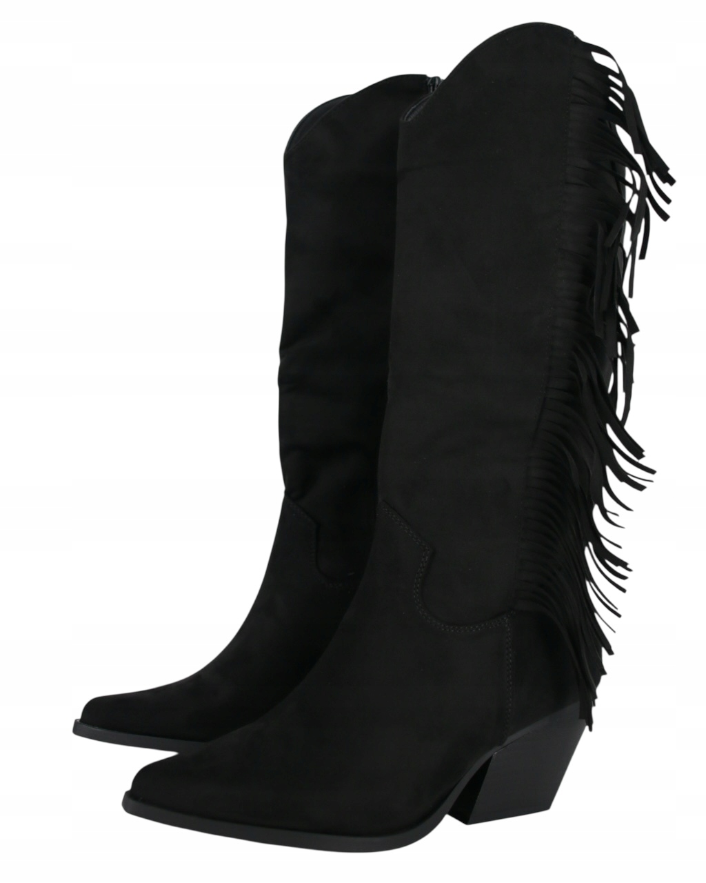 Dlouhé Kozačky Kovbojské Boty Semišové S Třásněmi Černé Dámské Boty Festival 39