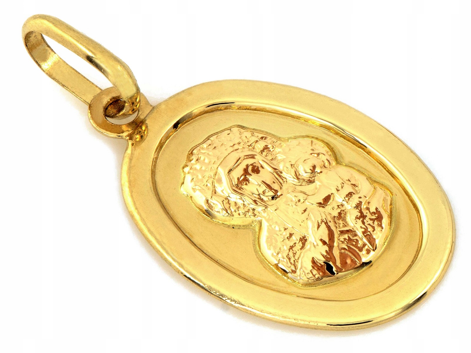 Zlatý medailonek s Marií oválný 585 Panna Maria Čenstochovská jako dárek 14kt