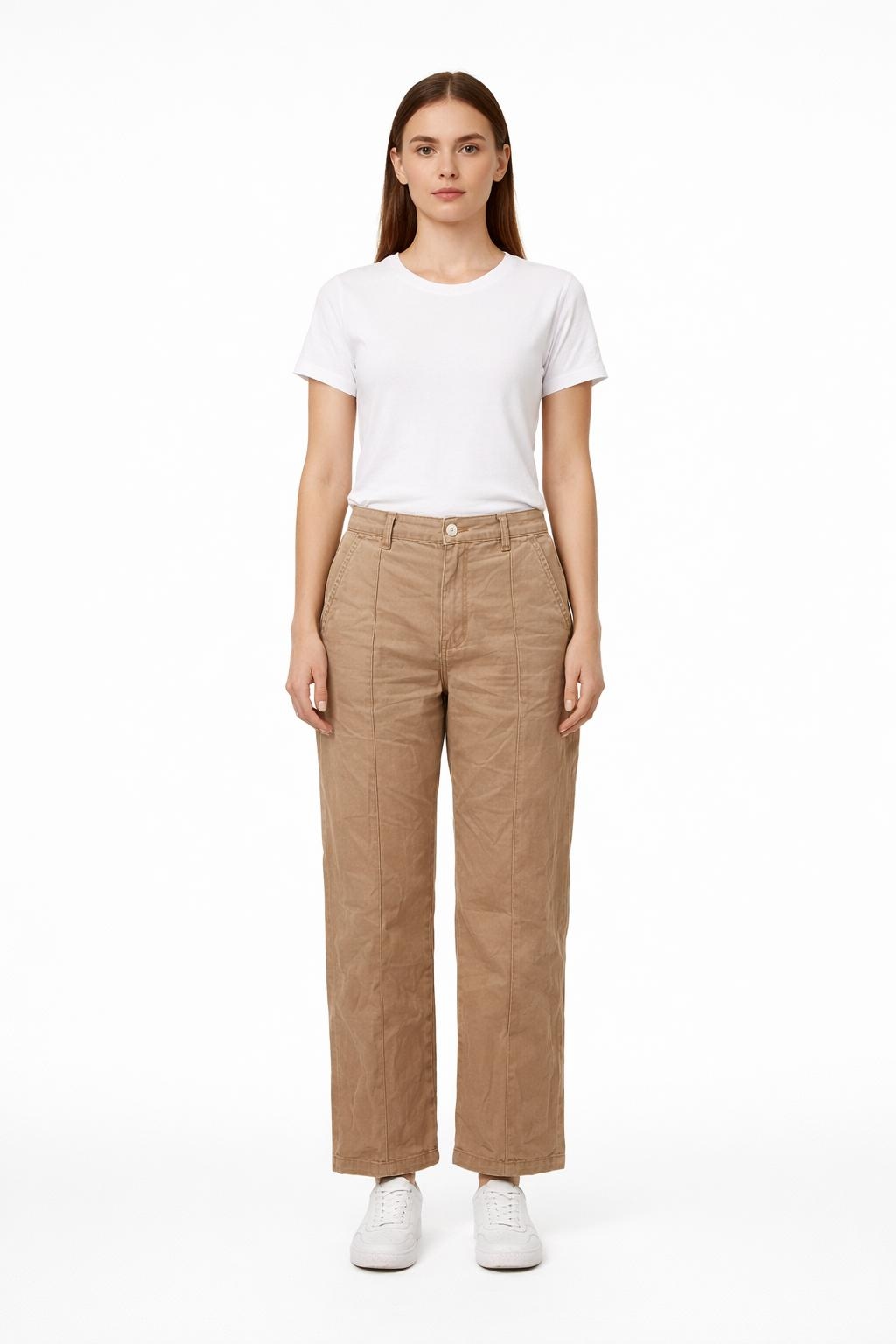 Guess Casual Béžové Chinos Kalhoty S Ozdobnými Švy Xs Gga