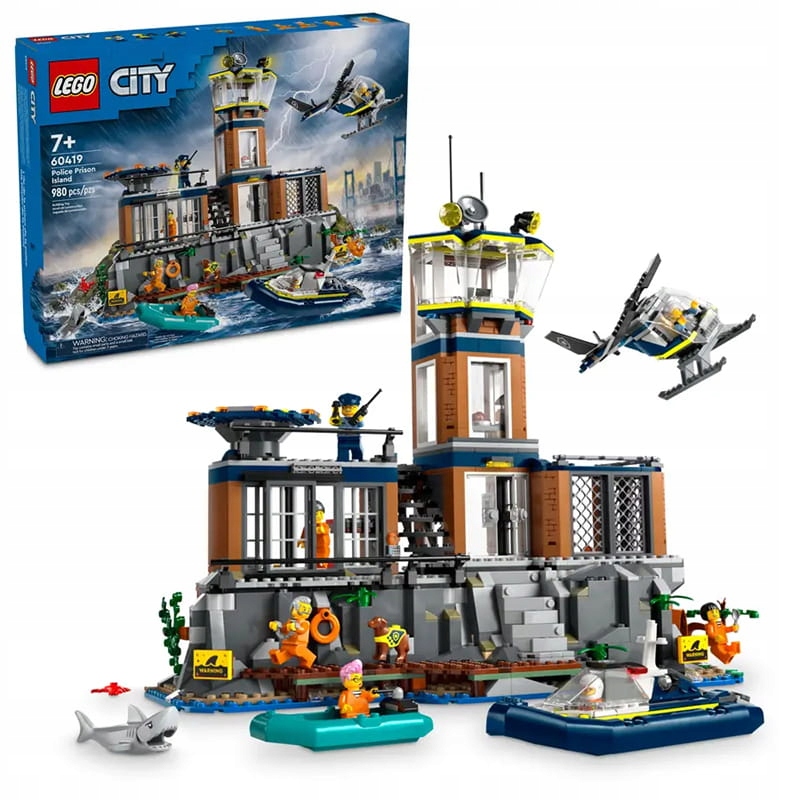 Lego City Policie Z Vězeňského Ostrova Stavebnice Vrtulník Ponton 980 Dílků